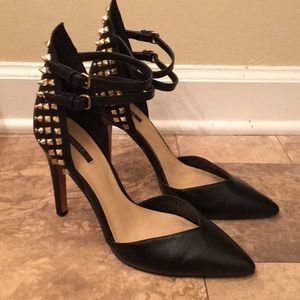 Black Sexy Gold Studded Biker Punk Platform Heels